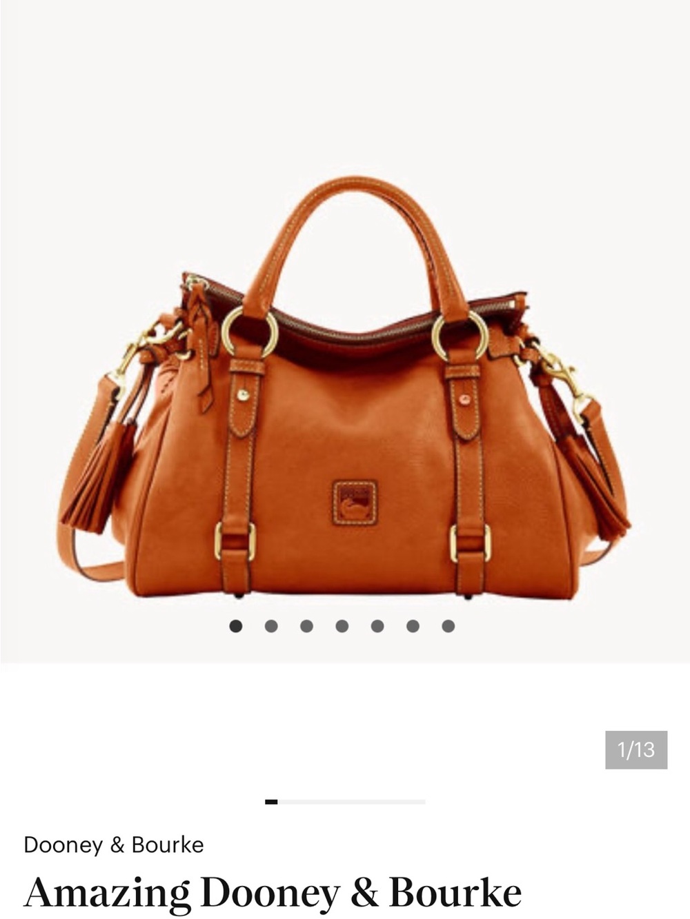 Dooney & Bourke Cognac Leather Satchel with Gold Hardware - Picture 5 of 13